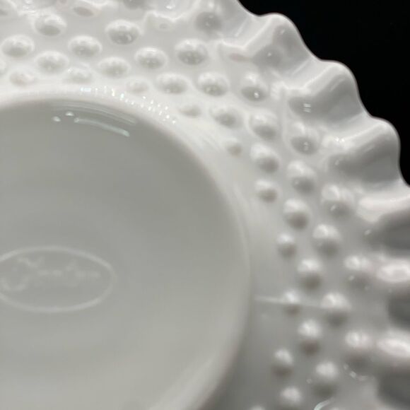 Fenton Hobnail Milk Glass Ruffled Edge Plate 7.5” Vintage - Picture 5 of 7